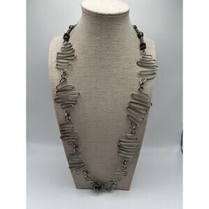 Handmade‎ Silver Tone Industrial Wire Necklace Artisan Wearable Art Statement